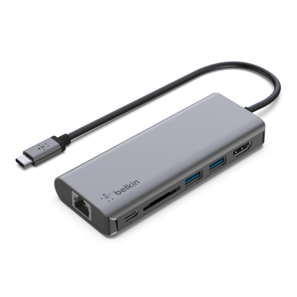 Belkin Connect USB-C 6 In 1 Multiport Adapter – Gray